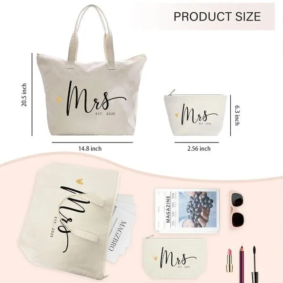 Bride tote bag Canvas 2025 Mrs. Bride Gift Wedding Engagement Bachelorette - Picture 5 of 9